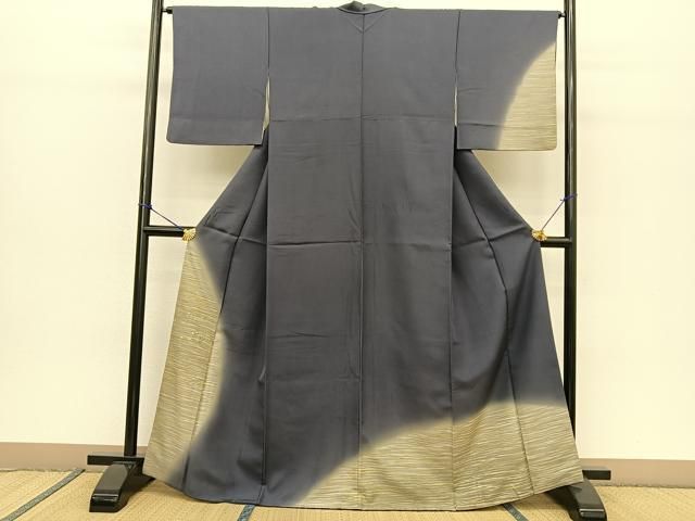 平和屋着物●石川県指定無形文化財 牛首紬 白山工房 手織り 訪問着 箔散らし 暈し染め 金糸 まるやま扱い 正絹 BAAT0858yc