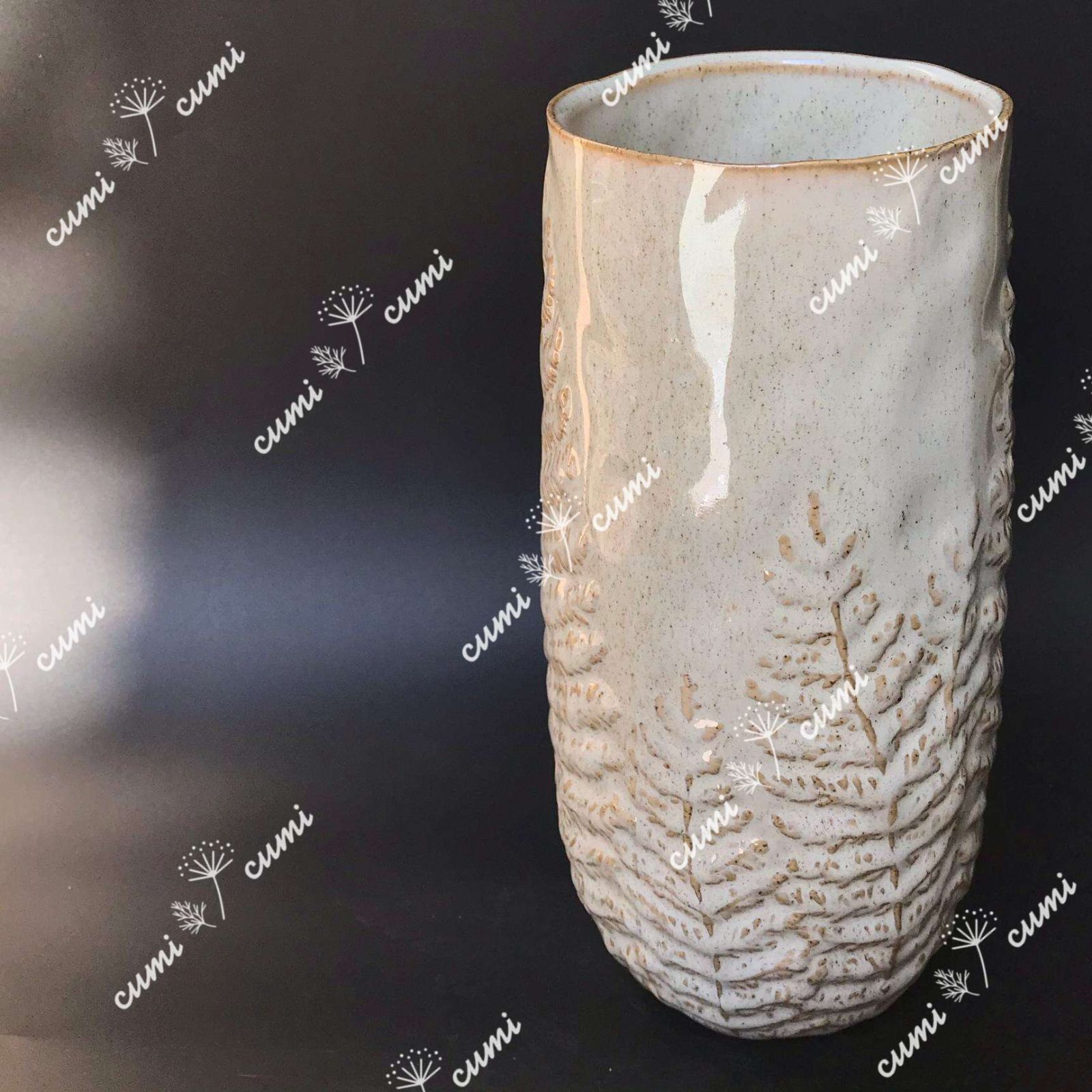 N0110【ドイツ】針葉樹 浮彫 窯変 花瓶 窯変 高品質陶器 フラワーベース N0110 ドイツ 針葉樹 浮彫 窯変 花瓶 窯変 高品質 室内 陶器 フラワー