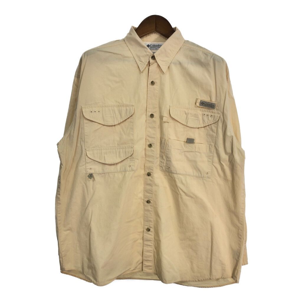 Columbia コロンビア PFG フィッシングシャツ アウトドア イエロー (メンズ L) 中古 古着 S9030
