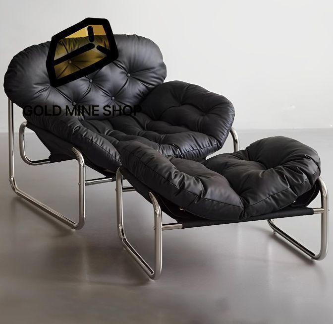 リクライニングチェア パーソナルチェア リラックスチェア PUレザー 1人掛け 読書椅子 水や汚れに強い 組み立てが簡単 家庭用 耐荷重300kg ブラック シルバ-フレーム 足置き台付き 幅102cm位×奥行80cm×高さ75cm