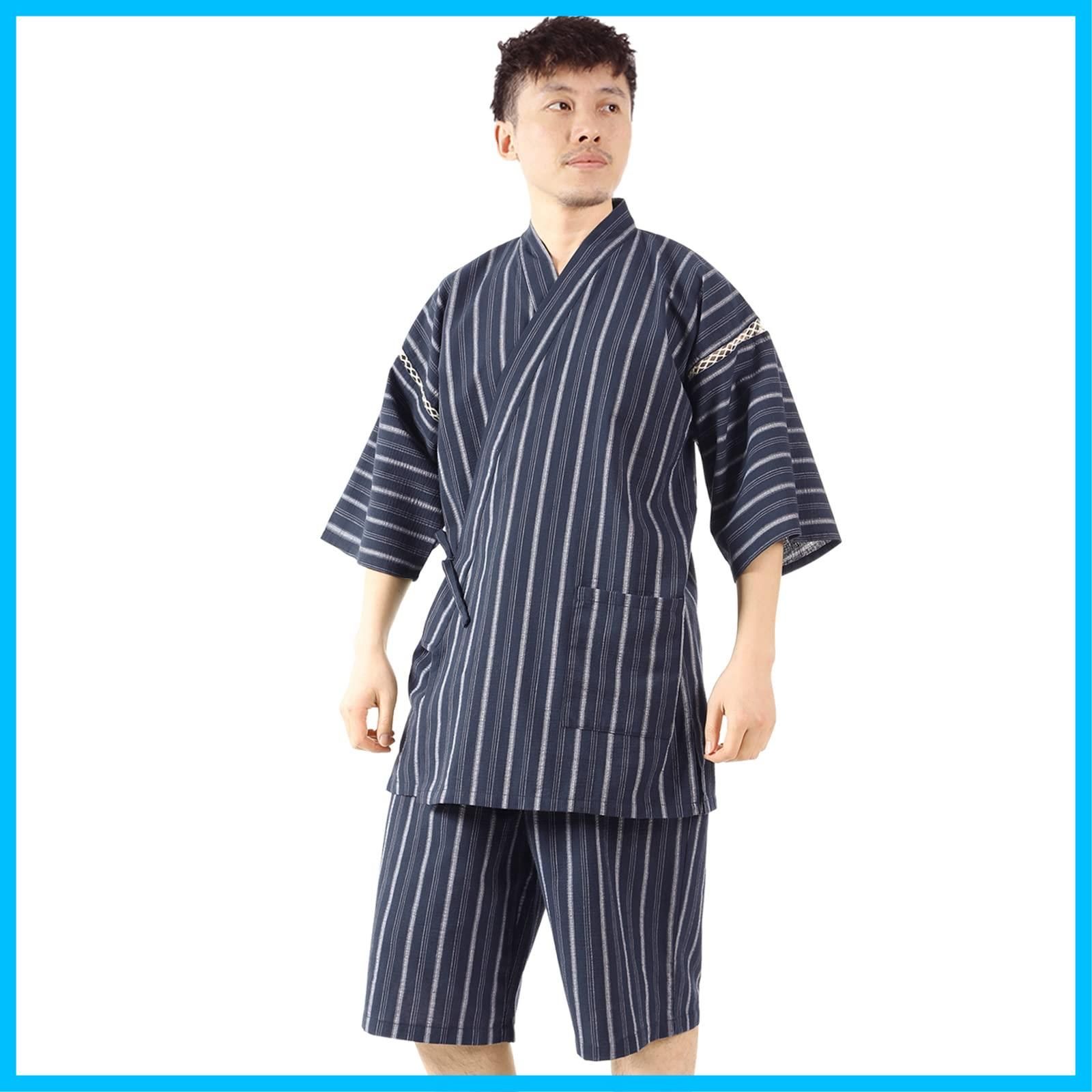 【数量限定】紳士 夏 部屋着 祭り 花火 綿100％ 涼しい 和服 メンズ 上下 甚平 セット ルームウェア [Poweforest] M/L/LL/3L