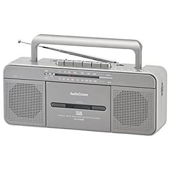オーム電機 AudioComm ポータブルラジカセ ステレオラジオカセットレコーダー USB再生 録音対応 RCS-SU950R 07-8925 OHM グレー 幅290×高さ116