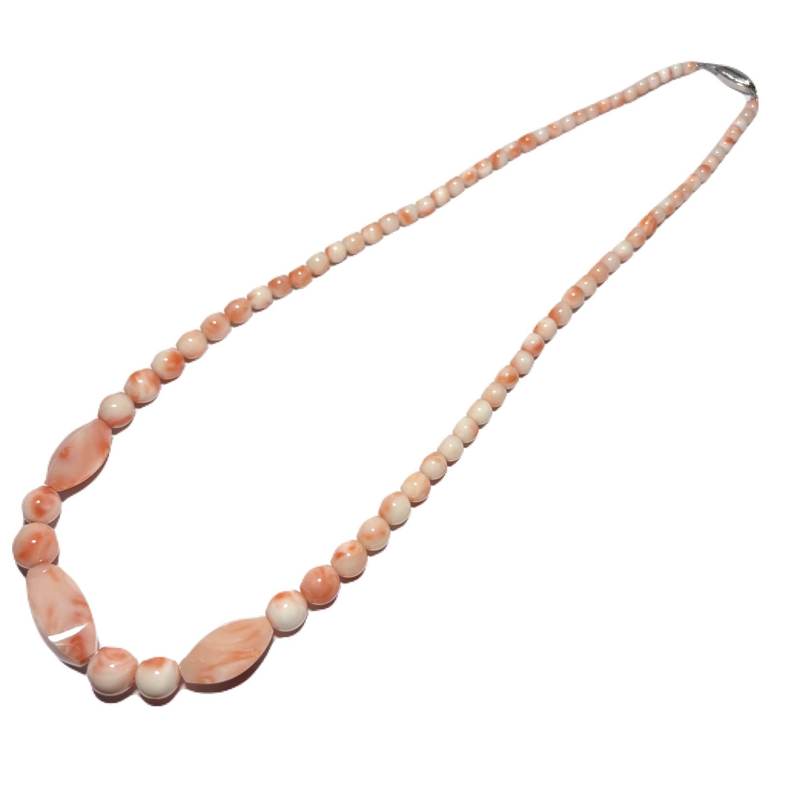 ✨天然桃珊瑚 編み込みネックレス 14K金具使用（約43cm）