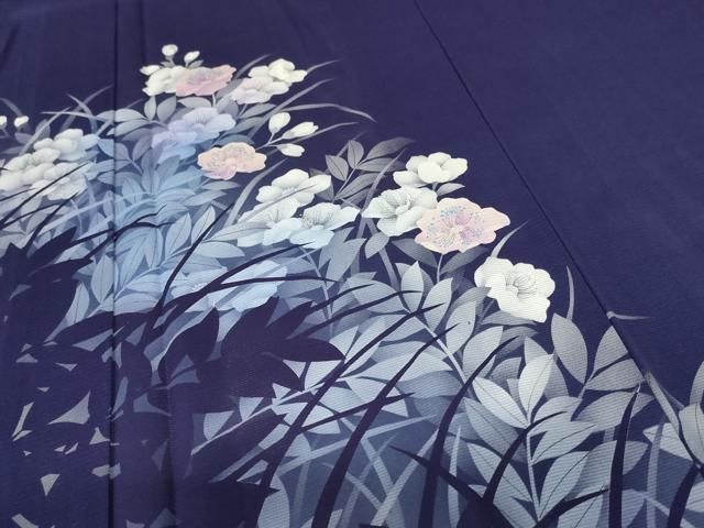平和屋着物＊夏物 訪問着 絽 型染め 草花文 正絹 逸品 AAAX7809jd  