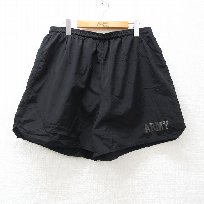 W36/古着 ショート トレーニング パンツ ショーツ メンズ 00s ミリタリー アーミー ARMY リフレクター 黒 ブラック 24mar21 中古 ボトムス 