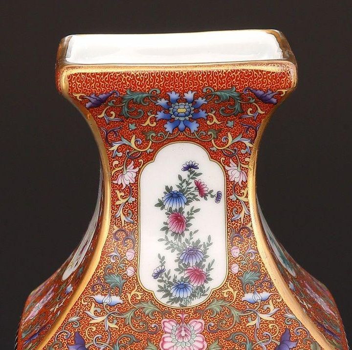 乾隆琺瑯彩蒔金四方賞 景徳鎮 陶磁器 装飾品 現代工芸品 美術品