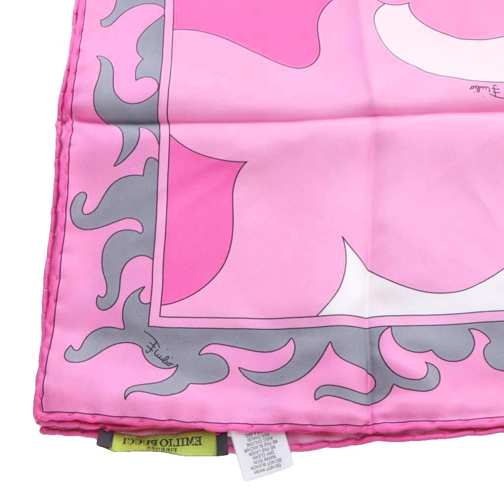 エミリオプッチ EMILIO PUCCI シルク スカーフ 総柄 ピンク