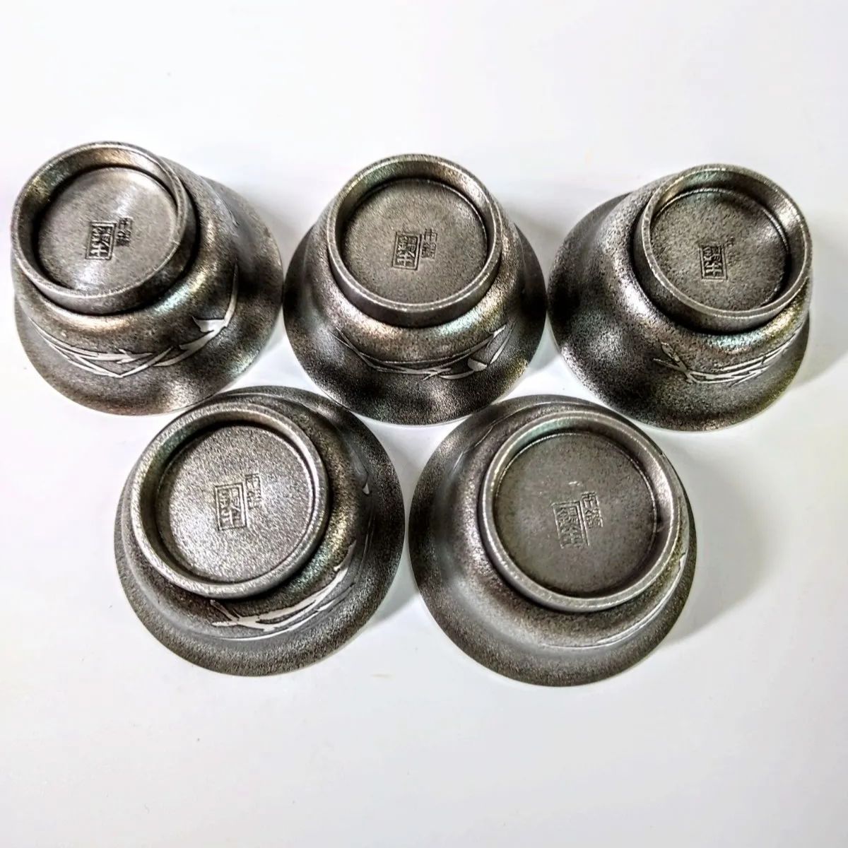 未使用】南錫 浪速 錫半造 錫製 酒器 徳利 2個 お猪口 5個 セット 専用 