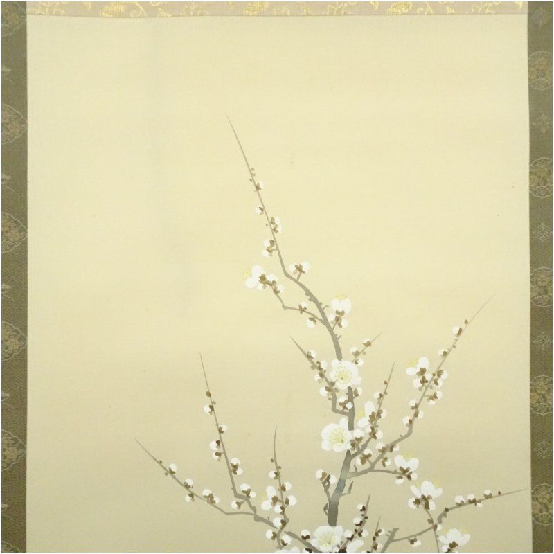 【絹本】肉筆掛け軸花鳥画　細筆画「鶴と松」美術品　絵画　和室　茶室　床の間 絹本】肉筆掛け軸花鳥画 細筆画「鶴と松」美術品 絵画 和室 茶室