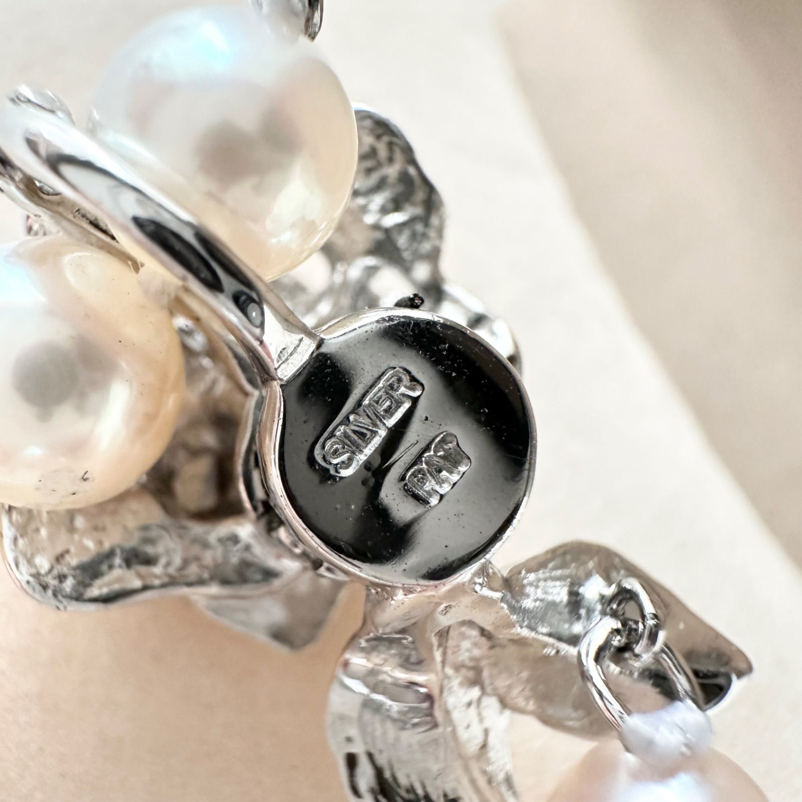 本真珠 あこや真珠 7mm シルバー刻印 薔薇モチーフ ロング