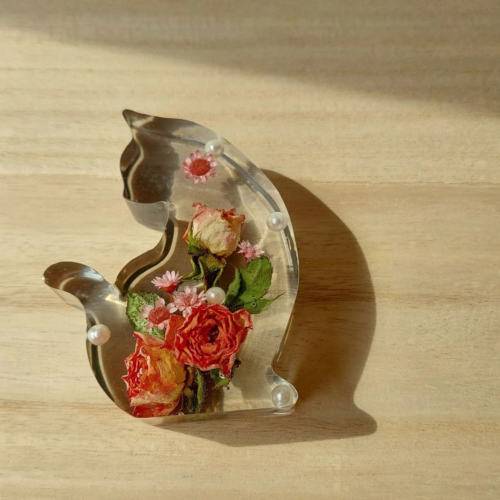 ねこちゃん　レジンパーツ　赤のバラ 薔薇ねこプレミアムレジン 【公式通販】