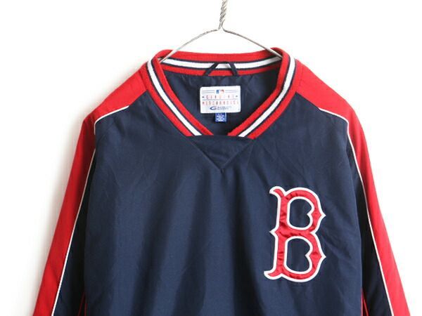 □ MLB オフィシャル レッドソックス Vネック プルオーバー ナイロン