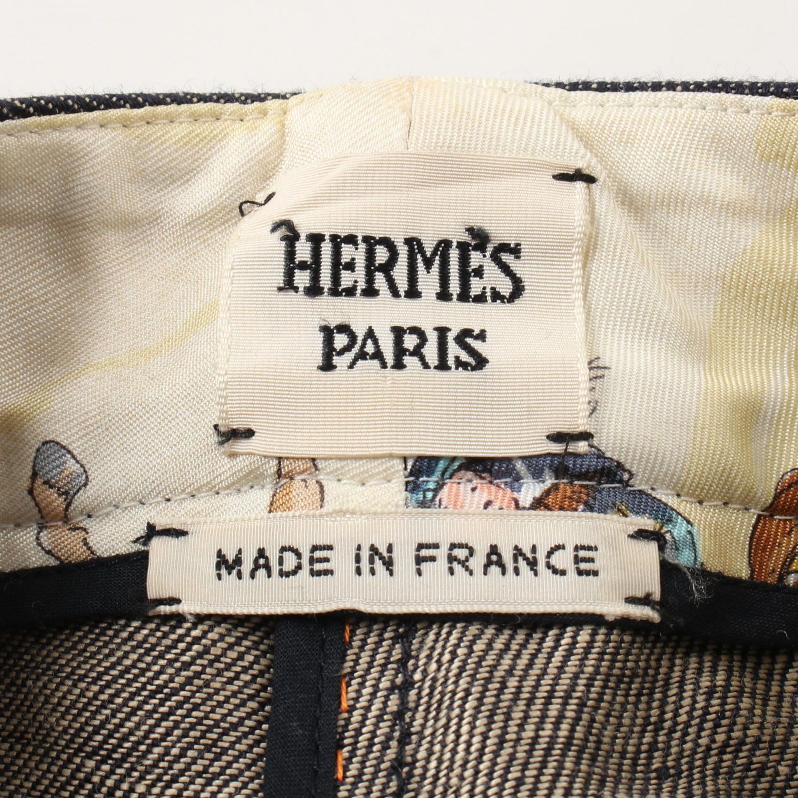 希少美品✨エルメス Cirque Molier デニムパンツ シルク リネン エルメス HERMES デニムパンツ CIRQUE MOLIER ファブリック シルク