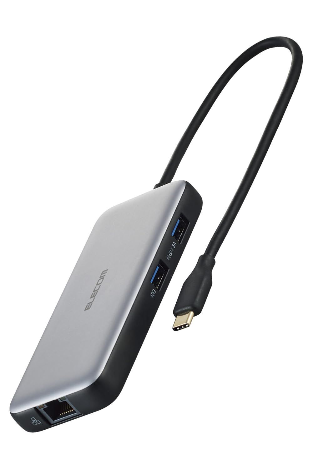 エレコム USB-Type-C ハブ ドッキングステーション USB-PD 100W対応 USB-10Gbps×2 4K60Hz HDMI×1 充電用USB-C×1 データ転送用USB-C×1 LANポート Windows Mac iPad シルバ