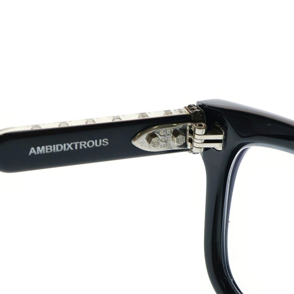 CHROME HEARTS クロムハーツ AMBIDIXTROUS CHプラステンプルスクエアフレーム眼鏡 ブラック シルバー KIN-KAAI_COM