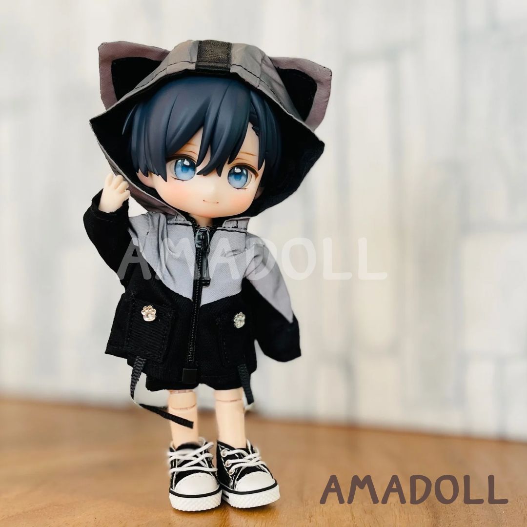オビツ11、ねんどろいどどーる服　139　（黒、シルバー） オビツ11 ドール 人形 服 ブラック レザー オートバイ