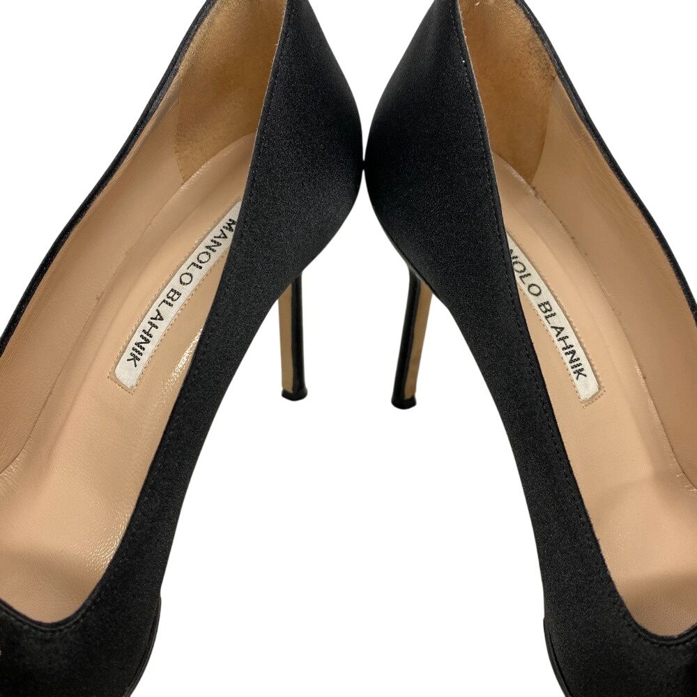 【美品】Manolo Blahnik ビジュー付きブラックパンプス 5％OFF フォロワークーポン！！】MANOLO BLAHNIK マノロ