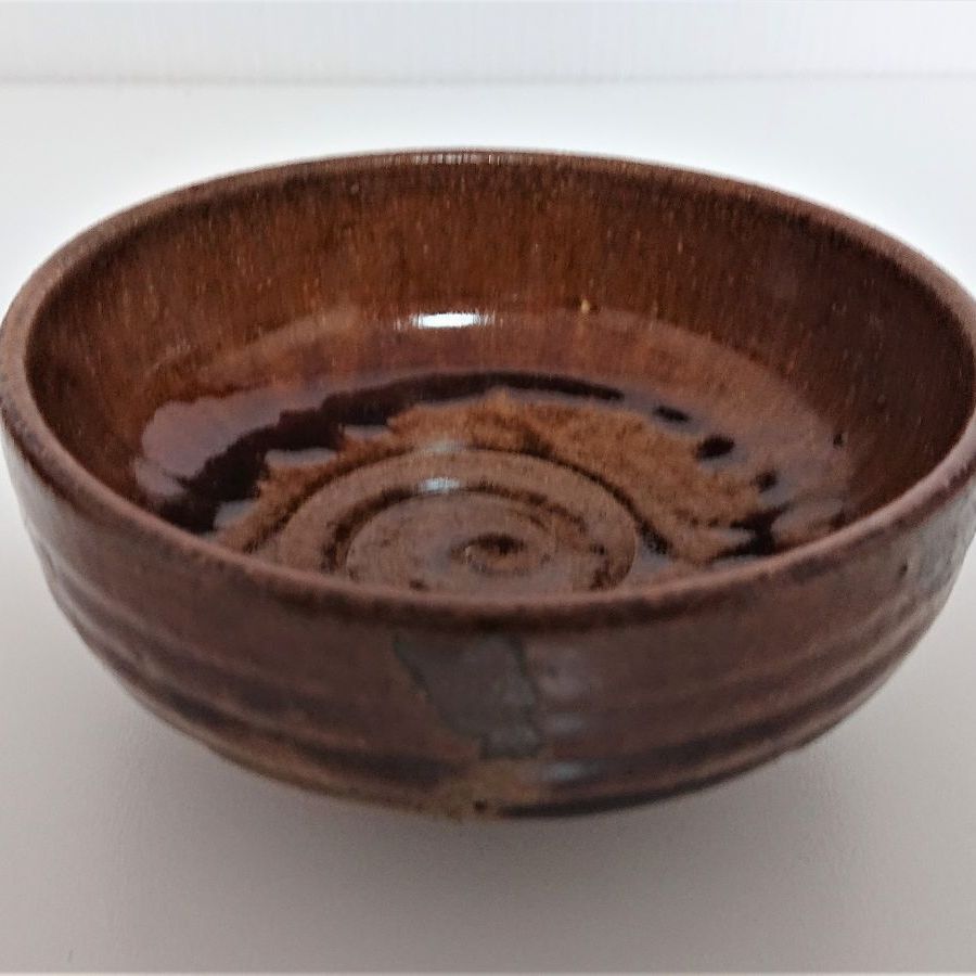 布志名焼 若山 飴釉 太直行織 平碗 お茶道具 古美術 時代物 骨董品
