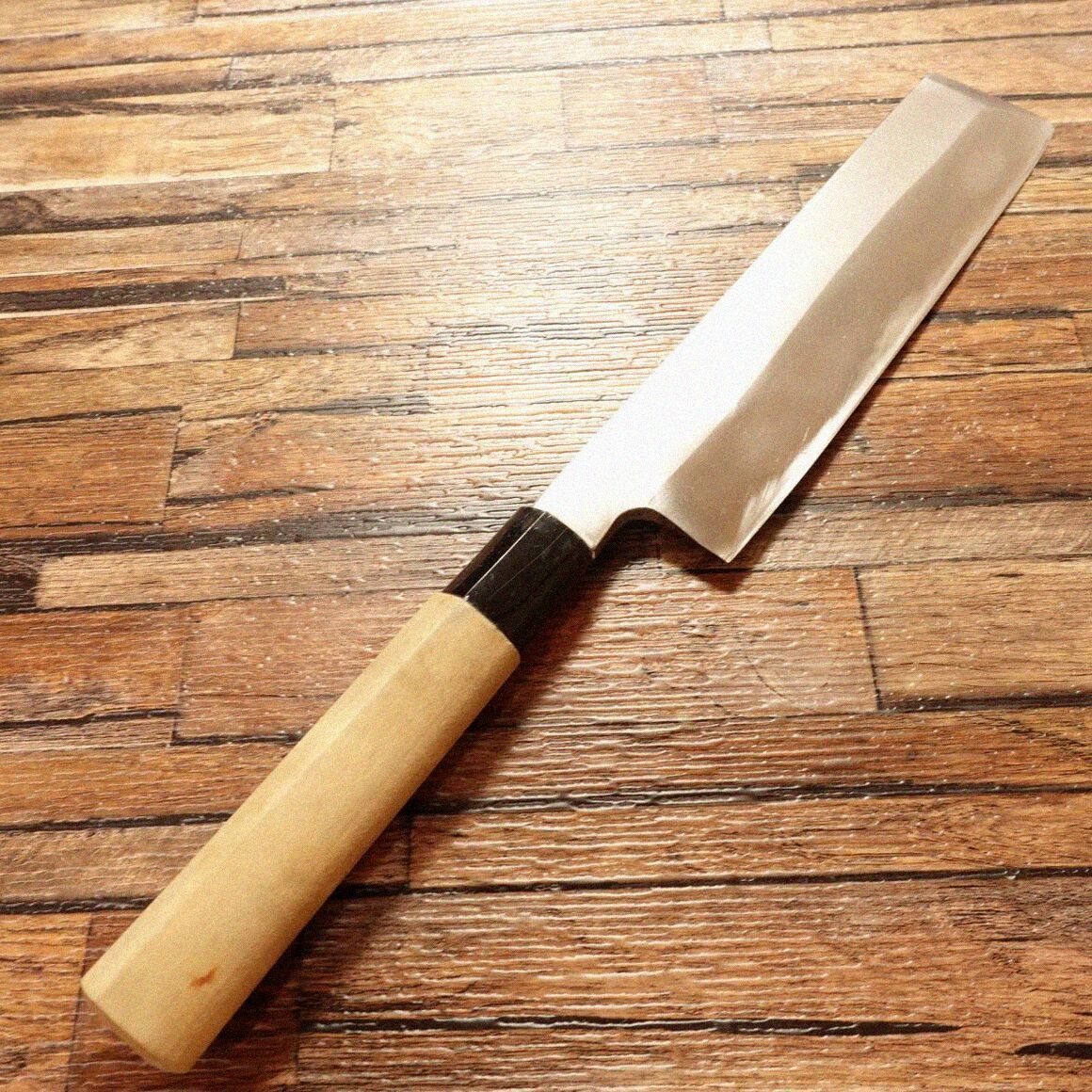 郷右馬允義弘 薄刃包丁 研ぎ済 片刃 菜切り ハガネ ほぼ♥保管品 200mm