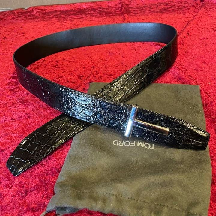 定価40万以上 TOMFORD トムフォード Tバックル クロコダイル ワニ革  