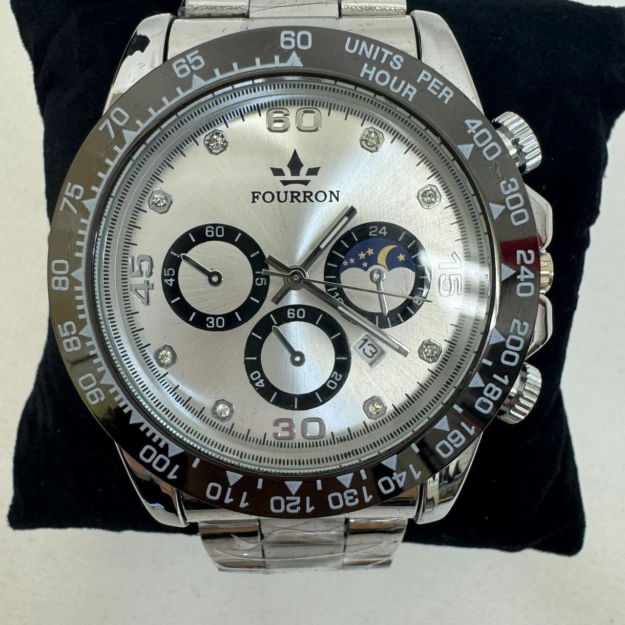 K【中古】FOURRON クロノグラフ 腕時計 シルバー ブラック