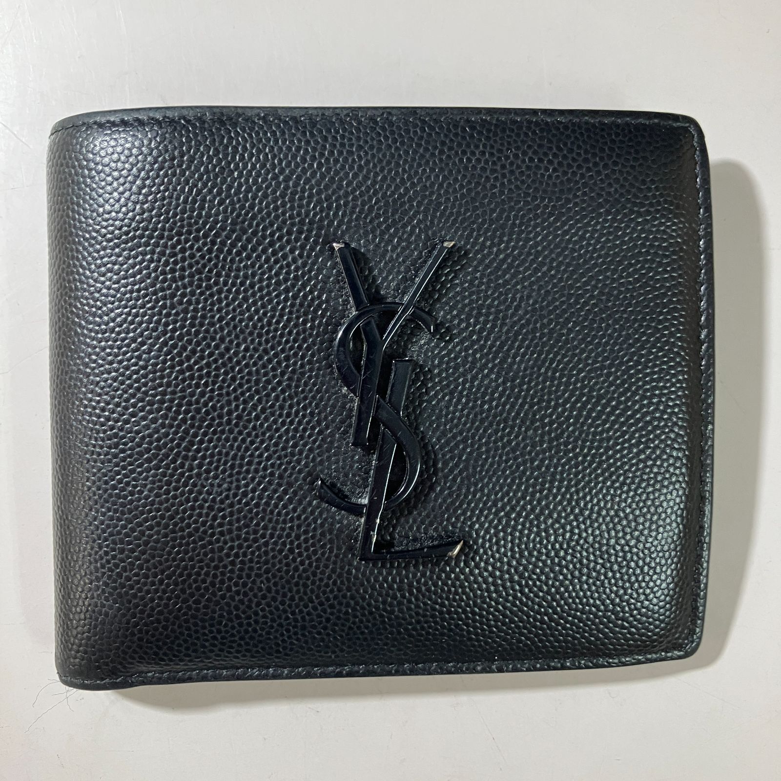 超美品✨ サンローラン 二つ折り財布 キャビアスキン 黒 ロゴ刻印 男女OK Amazon.co.jp: [サンローラン] 2つ折り長財布 レディース