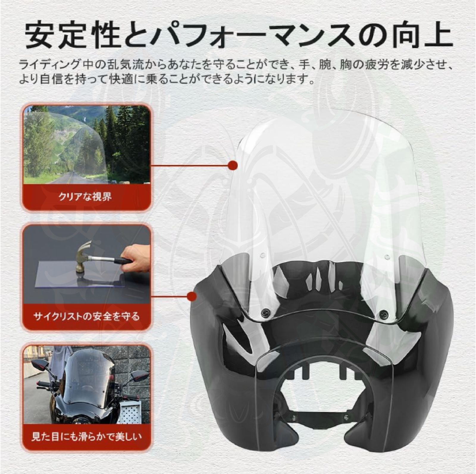 ハーレー バットウィングフェアリング 15インチスクリーン付き 汎用 