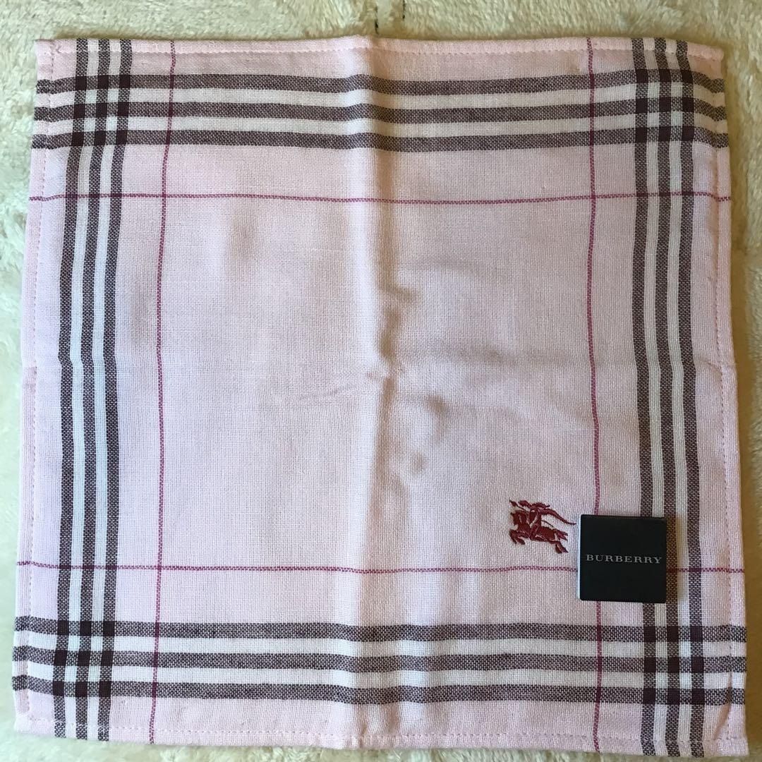 バーバリー ハンカチ BURBERRY タオルハンカチ ピンク チェック柄 新品