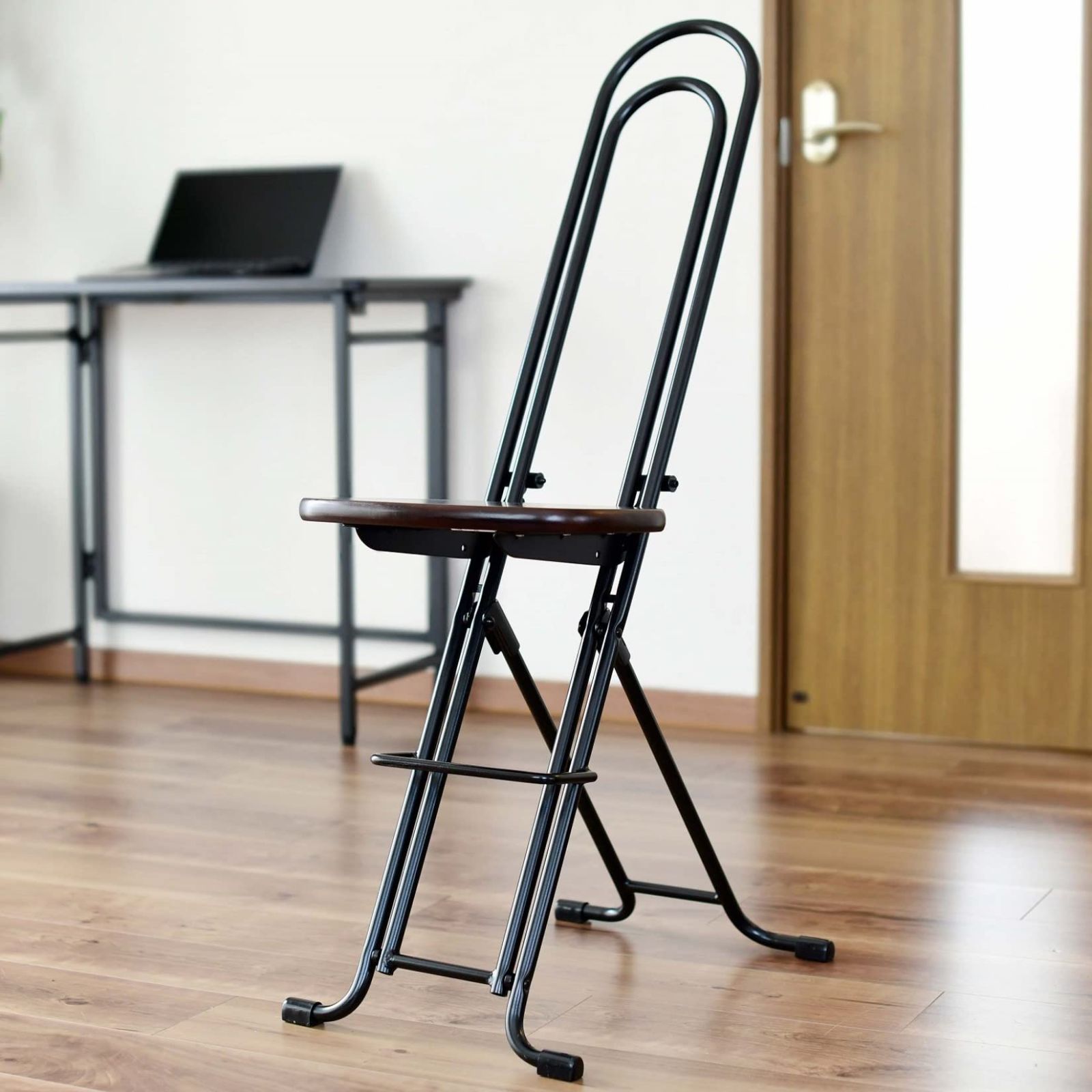 人気商品 キッチン ピアノ カウンターチェア 楽器 ステップ付き 椅子 座面無段階調節 46-81㎝ ジャンボベストワークチェア 折りたたみ椅子 ダークブラウン 日本製 LP-600D ルネセイコウ メーカー1年