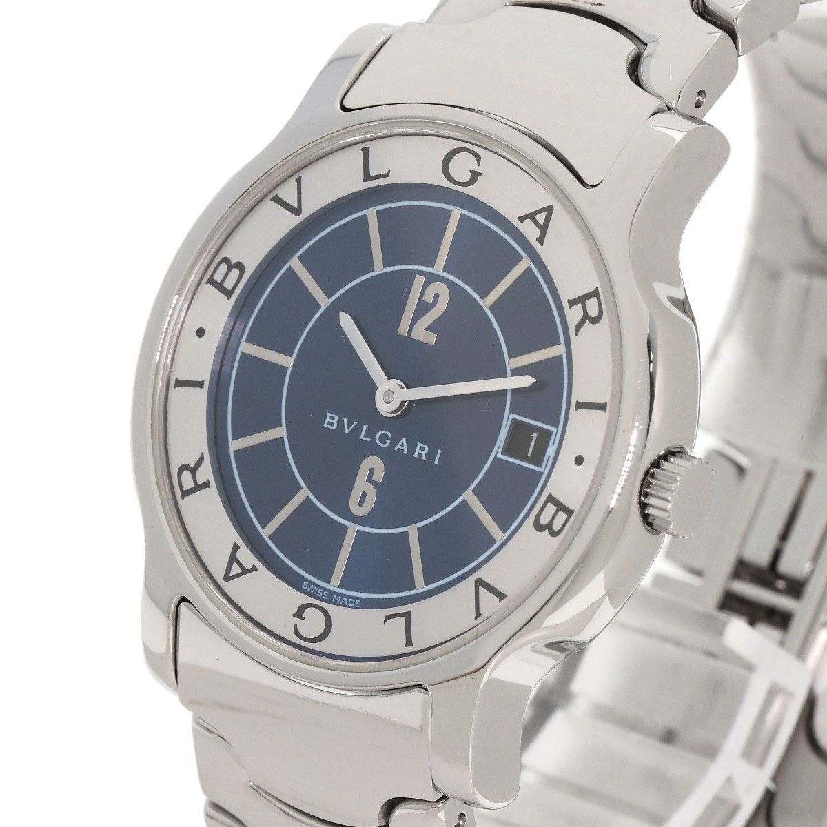 BVLGARI ブルガリ ST35S ソロテンポ ブルー 腕時計 SS SS メンズ