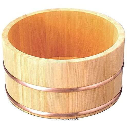 水に強く耐久性よいさわら製の 湯桶 丸型 銅タガ 直径22.5×高さ11.5cm 木の桶でちょっと温泉旅館気分を味わえます エンヴェールヘルック R