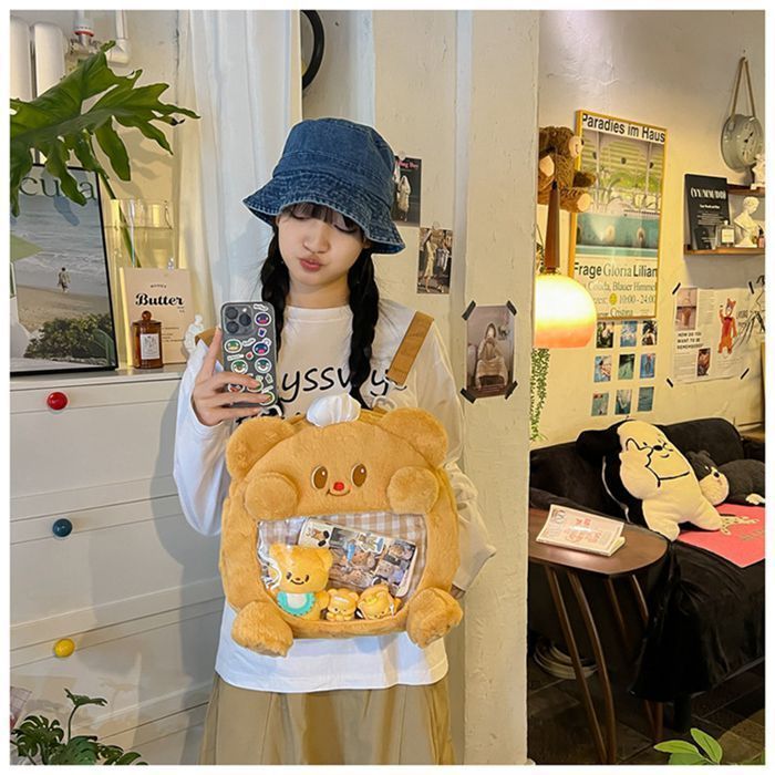【未使用】CUTE　ぬいぐるみ生地　ふわふわバック ぬいぐるみバッグ レディース ショルダーバッグ 痛バッグ 見せ