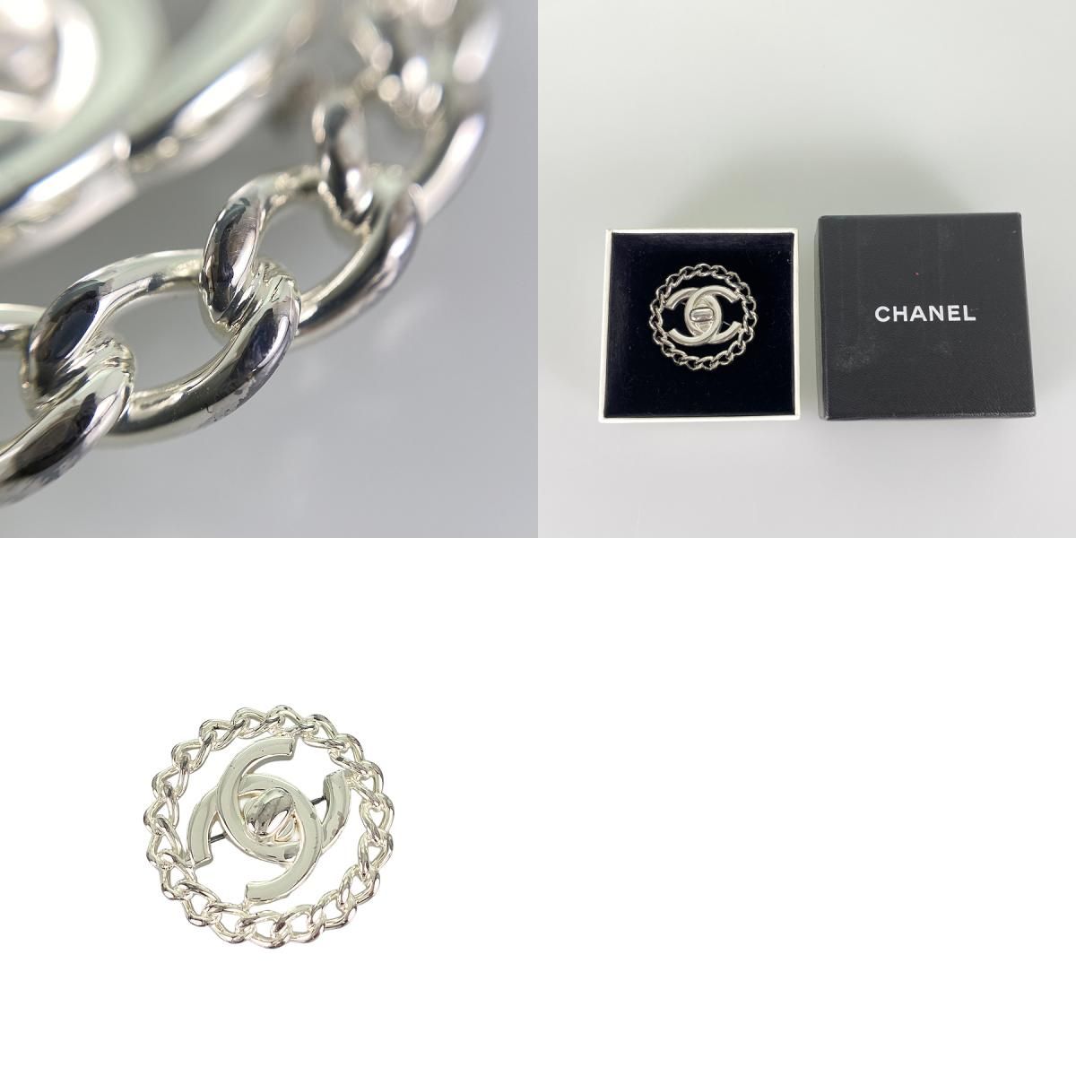CHANEL メタルブローチ CHANEL シャネル ブローチ メタル CCマーク ストラス ライン