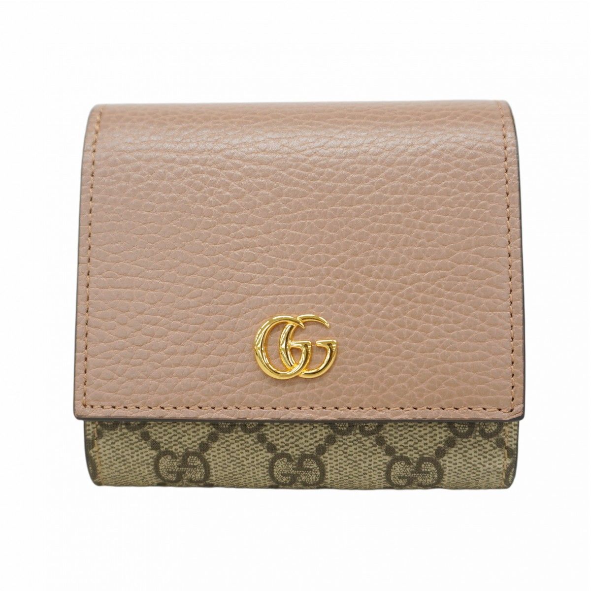 5eb1492 グッチ 財布 GGマーモント GGスプリーム 735763 PVC レザー ベージュ ゴールド金具 レディース