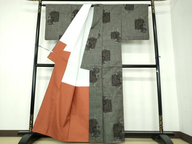 平和屋着物○本場大島紬 7マルキ 平安人物風景花文 久野織物特製 証紙