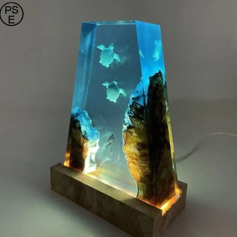 ナイトライト 海洋生物 USB 給電 コンパクト 間接照明 寝室 卓上ライト Amazon.co.jp : 【Russel】ナイトライト 海 レジンアート USB