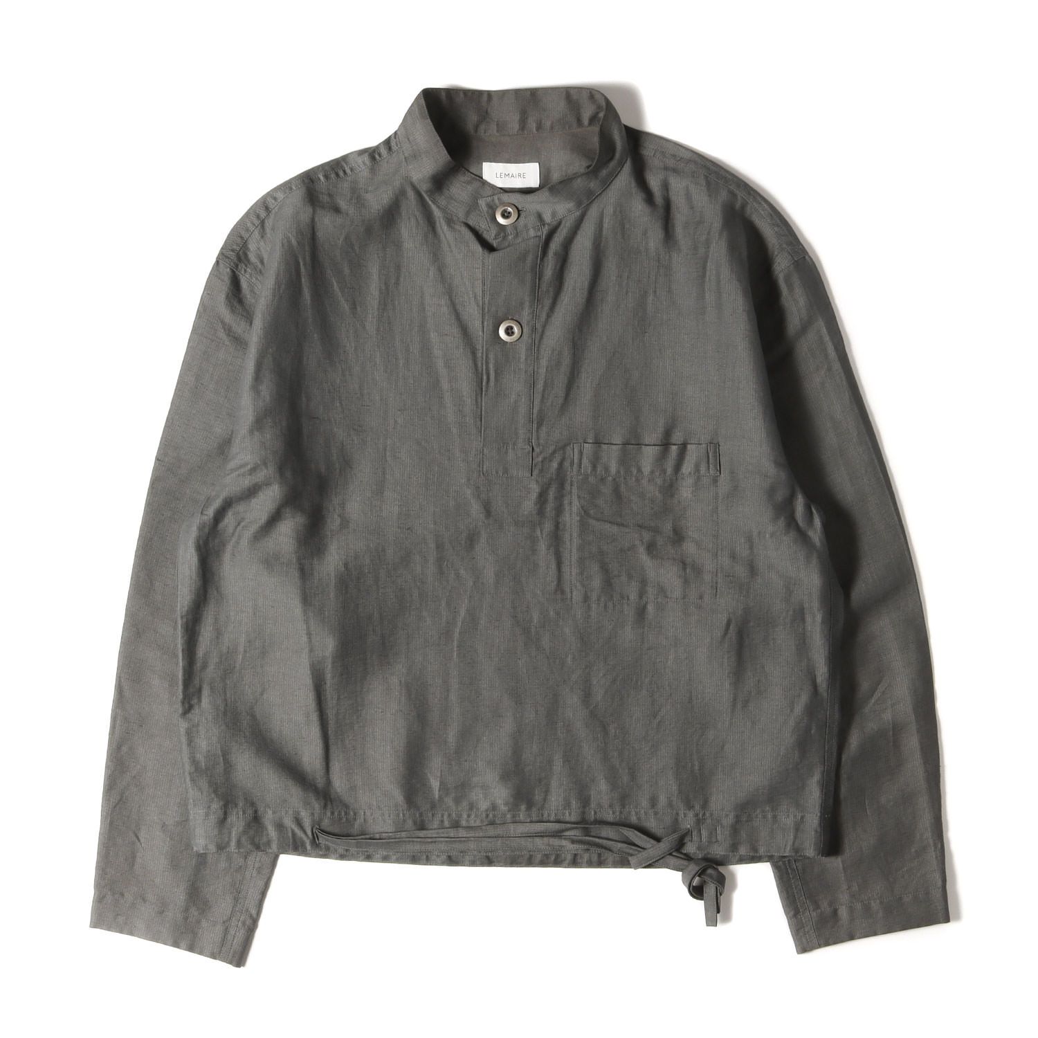 LEMAIRE ルメール 22SS BUTTON NECK TOP コットンツイル ボタンネックプルオーバーシャツ M221 TO132 LF729 44 DARK SLATE GREEN 半袖 トップス【新古品】【LEMAIRE】