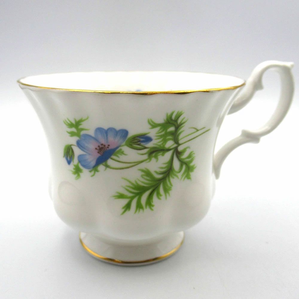 ヴィンテージ 食器 トリオ ティーカップ＆ソーサー Richmond China リッチモンドチャイナ Blue Poppy ブルーポピー イギリス 1970年代頃 22 A 144 5 6 7