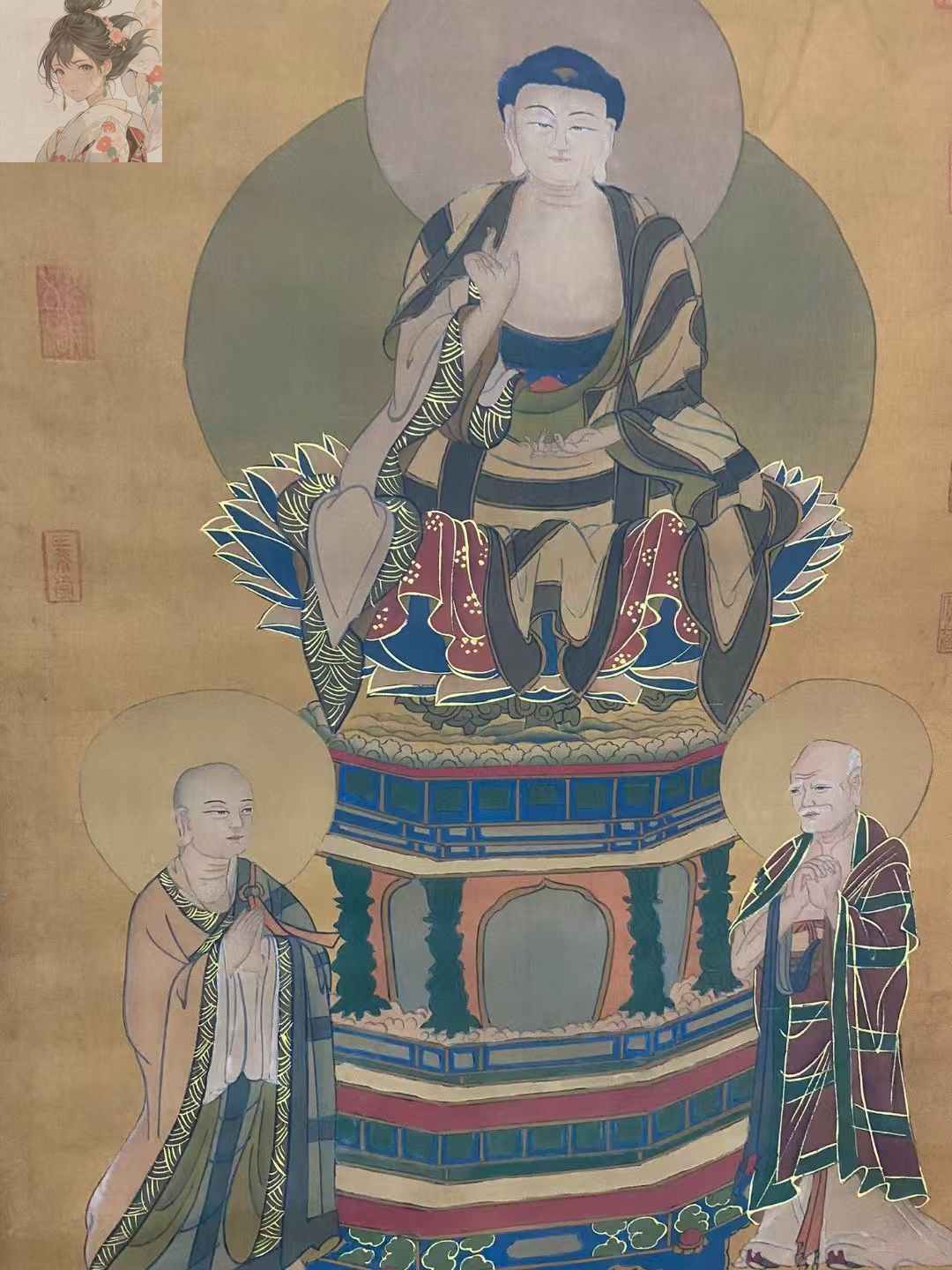 中国古美術・旧藏・南宋風・夏圭款・人物図・手描き中堂画・掛軸・宣紙・書画・骨董 中国古美術・旧藏・南宋風・夏圭款・人物図・手描き中堂画・掛軸・
