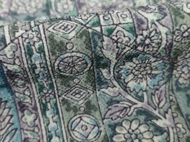【あい2409美品❣️高級縮緬花唐草小紋】 あい2409美品❣️高級縮緬花唐草小紋】