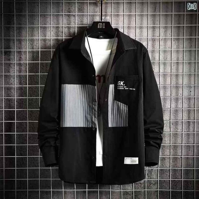 [2XL]メンズ ファッション 服 男性用 オシャレ シンプル 大人 かっこいい 大きいサイズ ストリート 紳士服 ハイエンド 長袖 シャツ ワークシャツ トップス 服 ジャケット