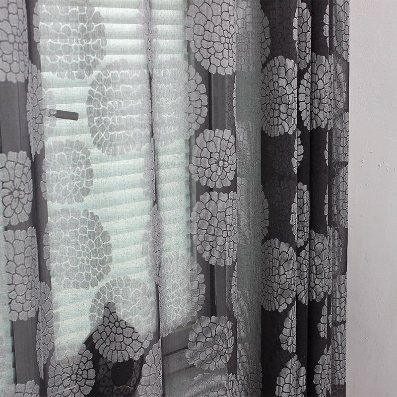 エレガンスフラワー カーテン ブラック 135 Rady カーテン エレガンス