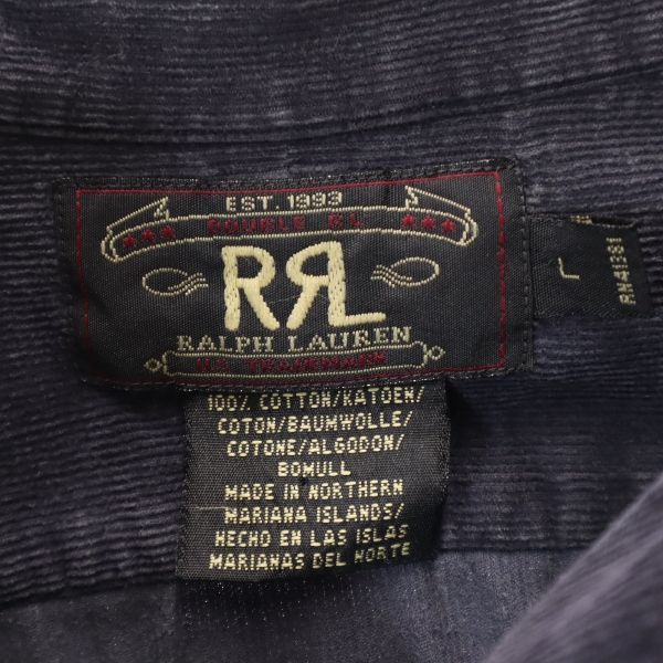 RRL 90s 初期黒タグ 赤三ツ星 コーデュロイ 長袖 シャツ L ダブル