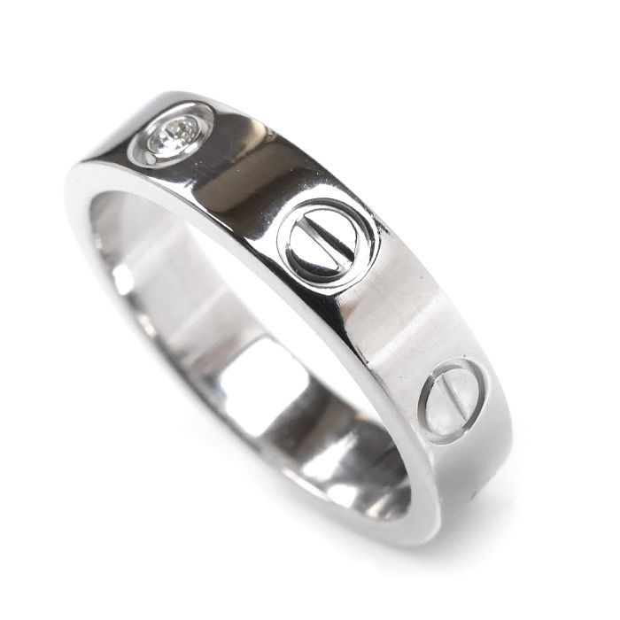 CARTIER カルティエ K18WG ホワイトゴールド ミニラブ 1Pダイヤ リング 指輪 B4050548 ダイヤモンド 8号 48 4.4g レディース