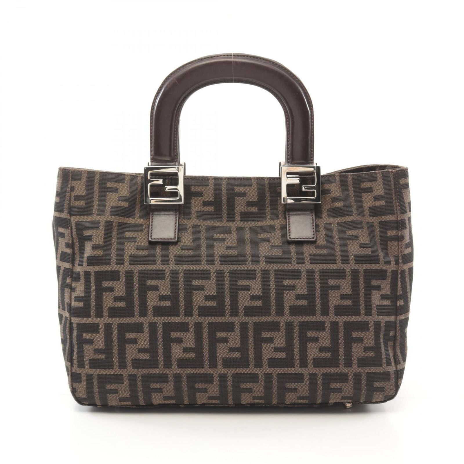 フェンディ FENDI トートバッグ ズッカ ブラック|カーキ キャンバス レザー ズッカ ハンドバッグ レディース Used A