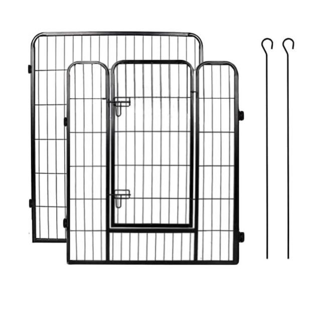 DUDULIFE ペットフェンス 大型犬用 中型犬用 ペットケージ 折り畳み式 ペットサークル スチール製 複数連結 室内室外兼用 犬小屋 ペット用品 100X80cm-2枚