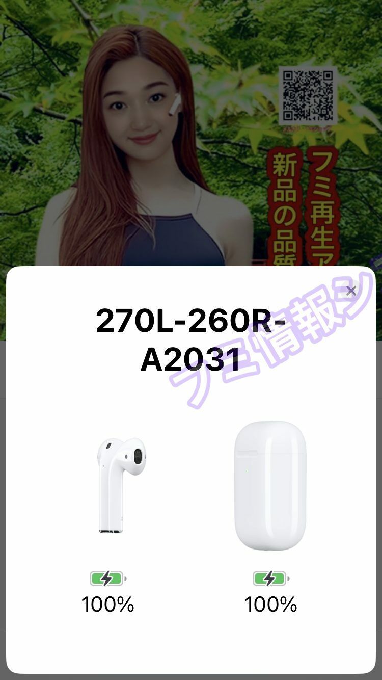 アップルAirPods左耳/A2031/第２世代/電池４時間/良品270L - イヤフォン