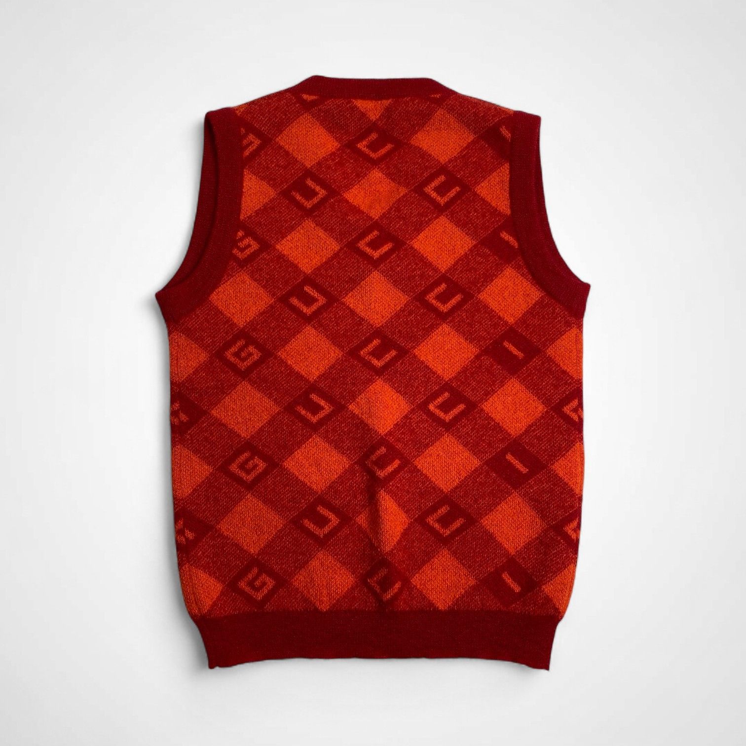 GUCCI グッチ | モヘヤMIX アーガイルベスト オレンジ×レッド 22SS SIZE XXS WWW_USTAUSTRALIA_COM_AU