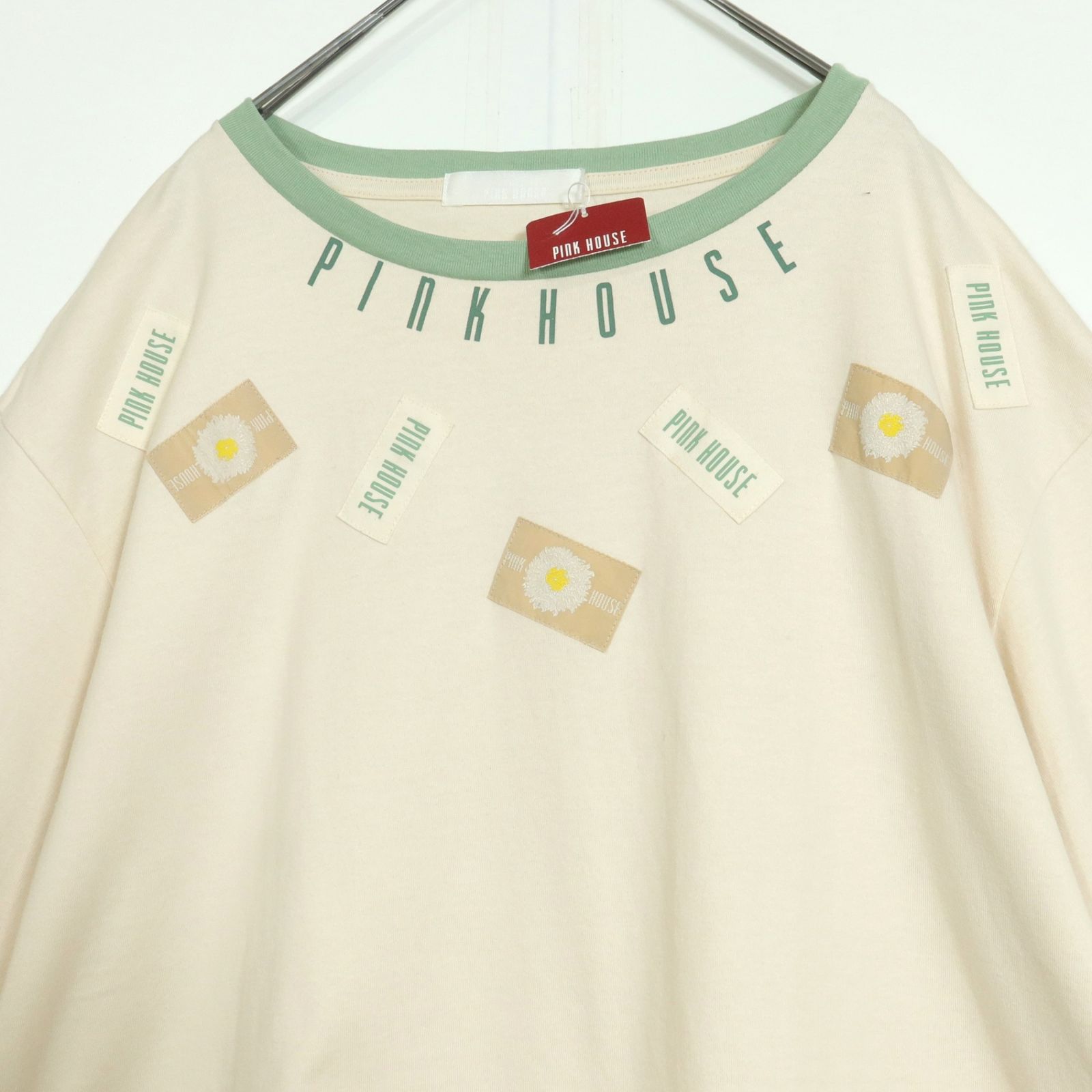 紙タグ有】ピンクハウス☆ワッペンいっぱいTシャツ 大きいサイズ6(XL