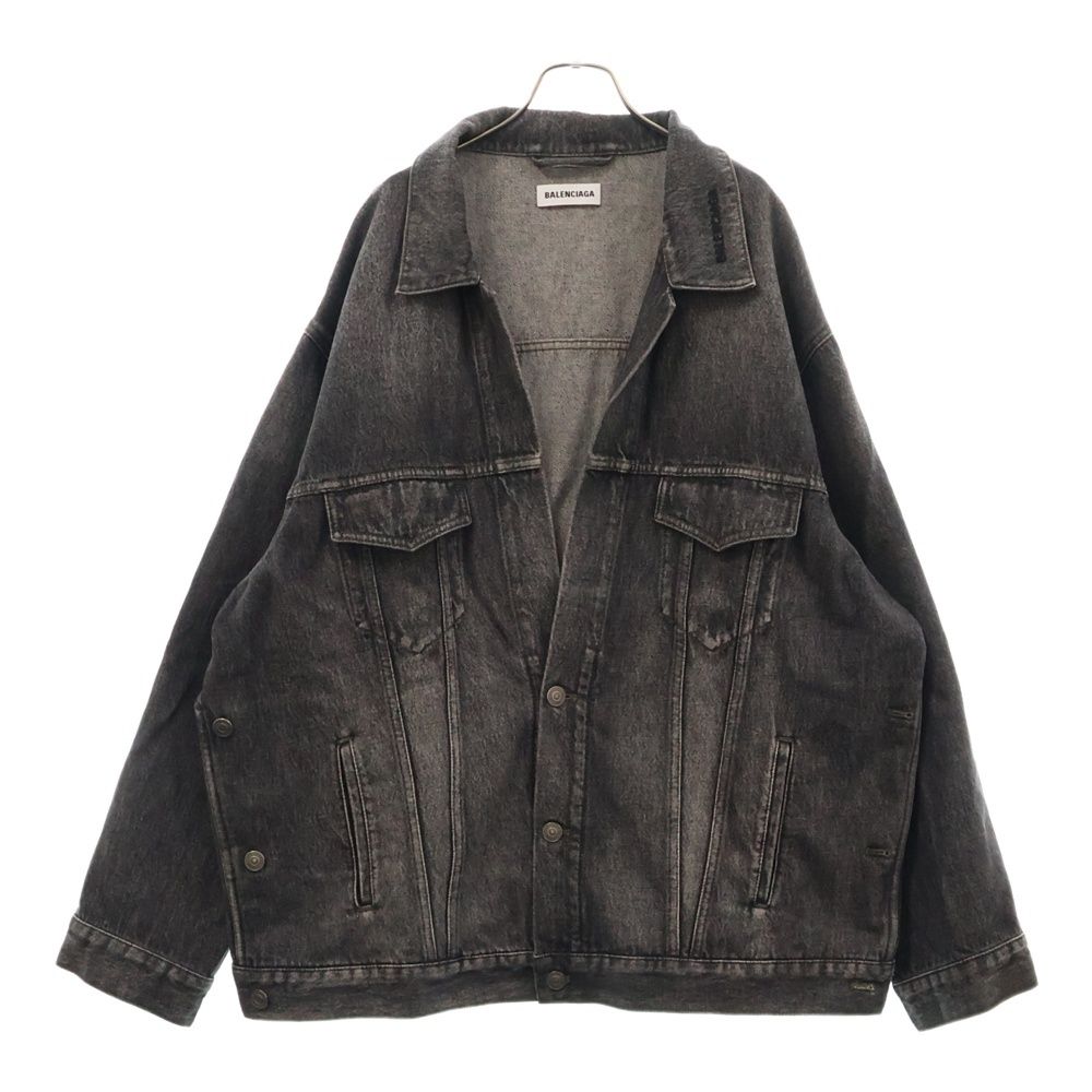 バレンシアガ デニムジャケット ブラック 2WAY BALENCIAGA BALENCIAGA バレンシアガ 20AW Logo Print Denim Jacket ロゴ
